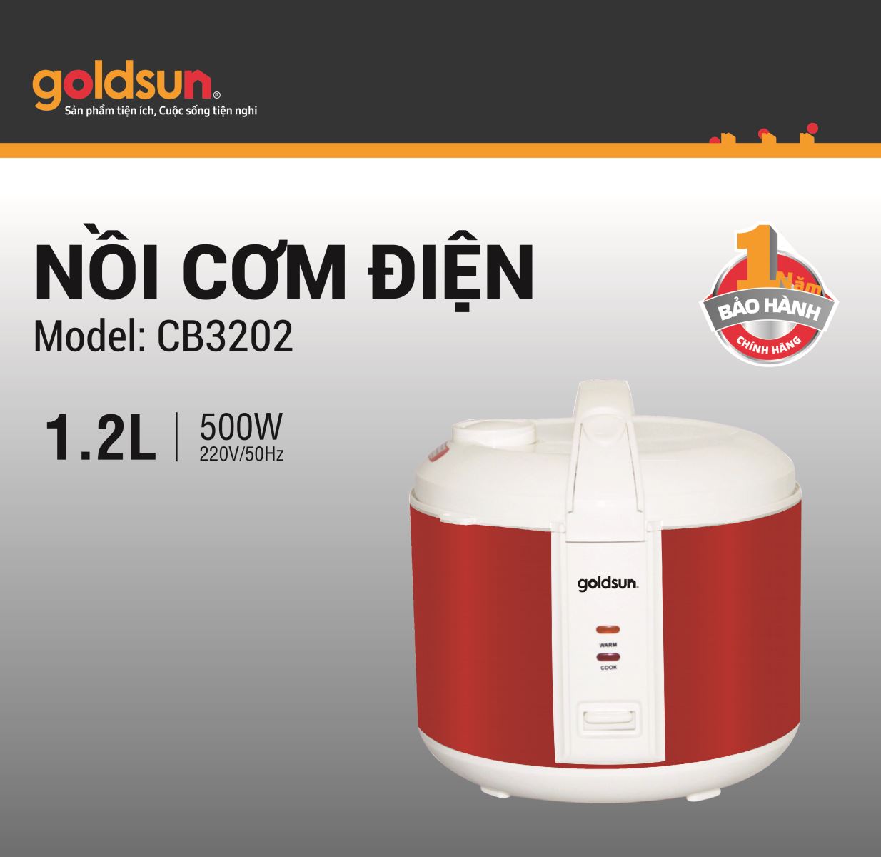Nồi cơm điện Goldsun CB3202 (1,2 lít)